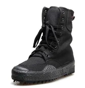 Visoka vitka, čevlji za usposabljanje črno platno prostem škornji visoki strani boj moški posebne sile vojaško taktično varnosti škornji