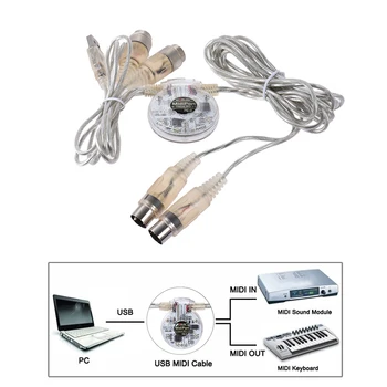 Visoke kakovosti, 2 Metrov/ 6.6 Metrov MIDI Kabel Kabel USB Vmesnik Ac Dvojno 5-Pin Moški Dvojni Ženski za Tipkovnico Povezava