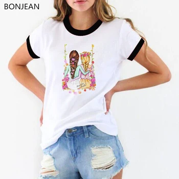Vogue lepa dekleta grafiko, ki je natisnjena majica s kratkimi rokavi ženske bele kratek rokav t-shirt femme harajuku tshirt ženske priložnostne Vrhovi Tee