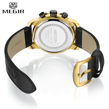 Vrh Luksuzne blagovne Znamke MEGIR Golden Watch Moški Športni Quartz Zapestje Gledati Moški Kronograf Nepremočljiva Mens Vojaške Ure Moška Ura