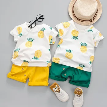 Vrhovi Moda za Fante Oblačila Baby Korenje T-shirt Vrhovi Tee Trdna Kratek Priložnostne Obleko Poletje dva kosa iz Malčka Otroci Oblačila