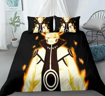Vroče Anime Naruto 3D-Tiskana Posteljnina Nabor Rjuhe Prevleke Pillowcases Tolažnik Posteljnina Nabor Bedclothes Posteljno Perilo