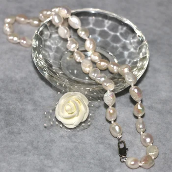 Vroče prodaje naravnih white pearl biseri 9-11 mm nezakonitih diy ženske choker ogrlica veleprodajna cena verige eleganten nakit 18 inch B3020