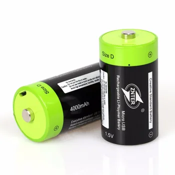 Vroče prodaje ZNTER 1,5 V baterija 4000 mah Micro USB polnilna baterija D Lipo LR20 baterije hitro polnjenje preko Mikro USB kabla