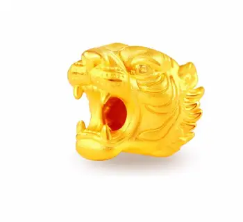 Vroče prodaje Čisti 999 24K zlata Rumeno zlato Tiger Glave Obesek 1.13 g