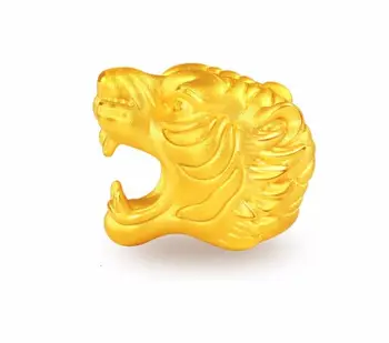 Vroče prodaje Čisti 999 24K zlata Rumeno zlato Tiger Glave Obesek 1.13 g