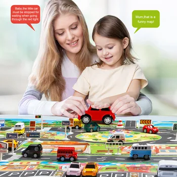 Vroče Prodajo 130*100cm Otroci Igrajo Preproge Hiša Prometnih Znakov Modela Avtomobila Parkirno Mesto Scene Zemljevid