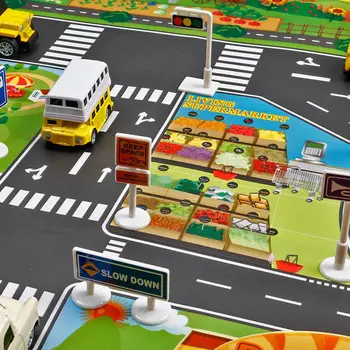Vroče Prodajo 130*100cm Otroci Igrajo Preproge Hiša Prometnih Znakov Modela Avtomobila Parkirno Mesto Scene Zemljevid
