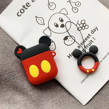 Vroče prodajo Luštna 3D Cartoon Mickey Minne modela Brezžične Bluetooth Slušalke Primeru Za Apple AirPods 1 2 Silikonski Zaščitni Pokrov