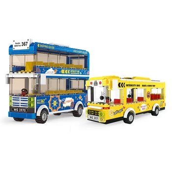 WANGE Mesto Mesto Klasičnih Avtobus Gradnik določa double decker avtobusne Oglede vehice za Opeko Izobraževalne Igrače za Otroke Darilo