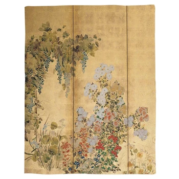 WARMTOUR Vrgel Odejo Japonski Edo Obdobju Šest-Plošča Gold Leaf Zaslon Spomladanskega in Jesenskega Cvetja Toplo Odejo Mikrovlaken