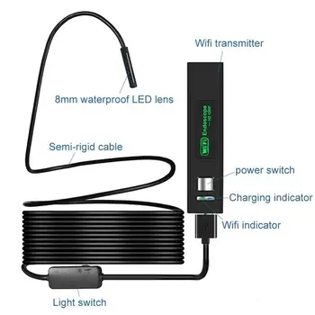 WIFI Endoskop Kamera HD 1200P/720P 8 mm Objektiv Brezžični Nepremočljiva Mini-Pregledovalna Kamera Android, IOS, Telefon, WIFI Endoskop