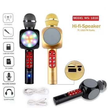 WS1816 LED Lučka za Brezžični Mobilni Telefon MIC Bluetooth Mikrofon Glasbe, Audio Zvočnik Mini Doma KTV