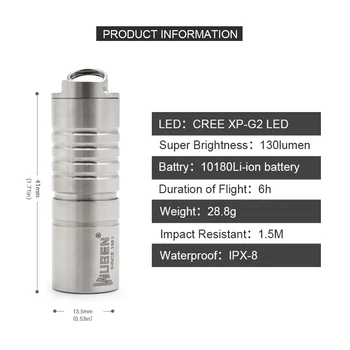 WUBEN Mini LED Svetilka Nepremočljiva IPX8 130LM Svetilka LED Svetilko z Ogrlico Prenosna Zasnova Večnamenske G339