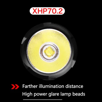 XHP70.2 8000 lumen high power led žaromet 18650 Zoom Nepremočljiva Smerniki usb polnilne vodja svetlobe moči banke cree xpl v6