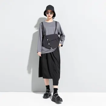 XITAO False Dve Kos Majica Fashion Nove Ženske Modni Pulover Naguban 2020 Jeseni Naguban Poln Rokav Svoboden Tee Vrh XJ5347