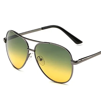 XojoX Moških Polarizirana sončna Očala Dan Night Vision Vožnjo sončna očala Proti Bleščanju Očala Rumena Zelena Leča Retro Očala