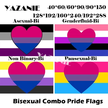 YAZANIE 128*192 cm/160*240 cm/192*288cm LGBT Asexual Genderfluid Ne Binarni Pansexual Biseksualec Mavrica Avto Roko Combo Ponos Zastav