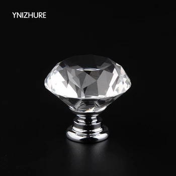 YNIZHURE 10Pcs 30 mm Vroče Omari Dekoracijo Diamantno Obliko, Kristalno Steklo Vrat Ročaj za pohištvo Predal Potegnite