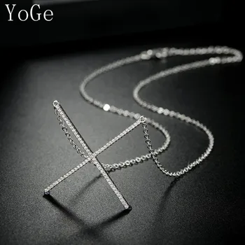YoGe Poroka&Party Nakit, P0933 Luksuzni AAA CZ mikro utrla nastavitev big X oblikovan obesek ogrlica
