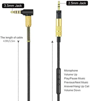 YSAGi Za Sennheiser Zagon Slušalke 3.5 mm - 2,5 mm Moški Zamenjava Avdio Nadgradnjo Kabel z Mikrofonom Kabel za Daljinsko