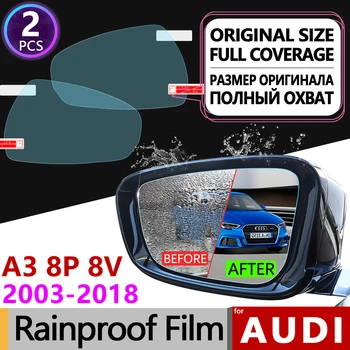 Za Audi A3 8P 8V 2003 - 2018 Polno Kritje Anti Meglo Film Rearview Mirror Rainproof Jasno, Anti-fog Filmov Avto Opreme S-Line S3