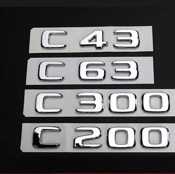 Za Mercedes Benz C Razred C63 C43 C55 AMG C180 C200 C220 C300 C320 C350 CDI 4MATIC Trunk Emblem Značko google Chrome Črke Emblemi