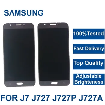 Za Samsung Galaxy LCD J7 J727 SM-J727P J727V J727A Telefon, LCD-Zaslon, Zaslon na Dotik, Računalnike Skupščine Z Svetlosti zaslona