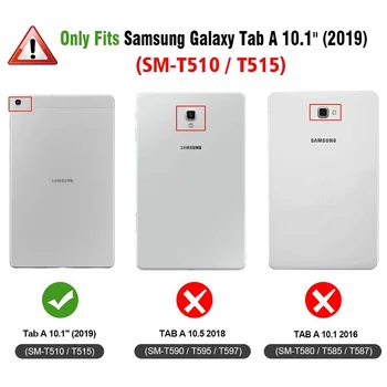 Za Samsung Galaxy Tab 10.1 2019 Primeru SM T510 Wifi T515 LTE Preprostost PU Usnje Smart Cover Folio Primeru, da Samodejno Zbudi Primere,