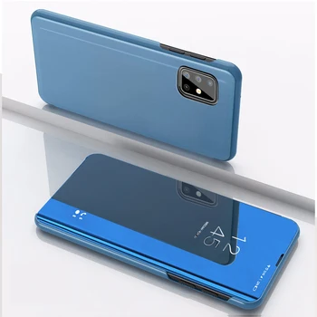 Za Samsung M31S Primeru Flip Mirror Stojalo Primeru Telefon za Samsung Galaxy M31S Hrbtni Pokrovček Luksuzni M 31S M31 S Zaščitni Fundas