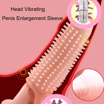 Za večkratno uporabo Penis Širitve Petelin Obroč Rokav z vibriranjem Penis Extender Kondomi Moški Petelin Časovni Zamik, Izliv Spolnih Igrač za Moške