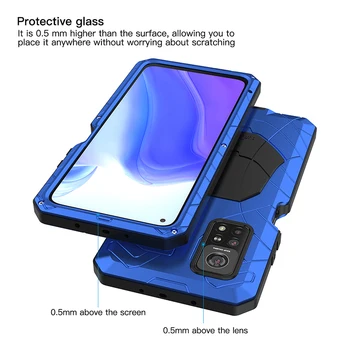 Za Xiaomi 10T Pro Primeru, Trdi Aluminij Metal Težka zaščitni Pokrov s Kaljenim Steklom Mobilni Telefon Dodatki