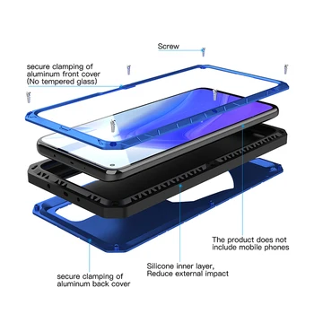 Za Xiaomi 10T Pro Primeru, Trdi Aluminij Metal Težka zaščitni Pokrov s Kaljenim Steklom Mobilni Telefon Dodatki