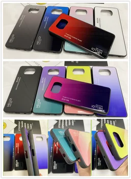 Za Xiaomi POCO X3 NFC Primeru, Kaljeno Steklo Mehki Silikonski Odbijač Telefon Kritje Za POCOPhone POCO F2 Pro Redmi Opomba 9S Pro Mi 10