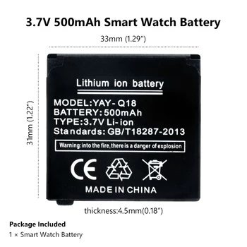 Zamenjava Watch Baterija za V18 Pametno Gledati,Rezervna Baterija za Pametno Uro V18,Polnilna Litij Polimer Baterijo 3,7 V 500mah