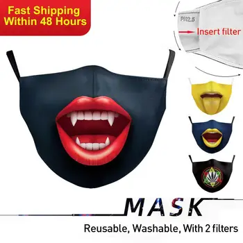 Zawaland Odraslih Velika Usta Masko Stroj Tkanine Obraz, Maske za noč Čarovnic Filter za Masko Proti Prahu Usta-žarilna Unisex