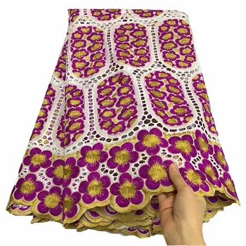 Zelena Afriške Čipke Tkanine Modno Oblikovanje Švicarski Voile Čipke tkanine, Bombažne Material Za Ženske obleke 5yards