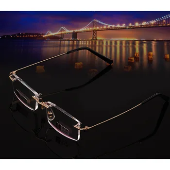 Zgornji Razred Rimless Eyeglass Dioptrije 1.5 Ulralight Obravnavi Očala Brez Okvirjev Moški Ženske Očala Preberite Presbyopic Watch Retro Oculos