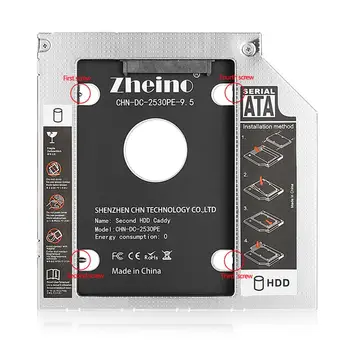 Zheino 2.5 Inch SATA3 9.5 mm debeline 12,7 mm 9,0 mm 2. Univerzalno Aluminij Zlitine HDD Caddy Ohišje Napajalnik, DVD/CD-ROM Optični Pogon