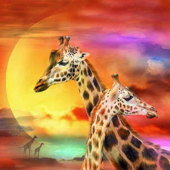 Zhui Star 5D DIY celoten Kvadratni sveder Diamantni slikarstvo Navzkrižno šiv Barve žirafa Nosorogovo diamond vezenje Mozaik Doma dekor