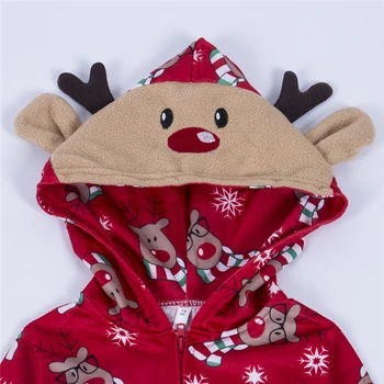 Zimo Božič Družinski Ujemanja Obleke Božič Pižamo Nastavite Hooded Jelenov Tiskanja Jumpsuit Moda Priložnostne Obleko, Zip More