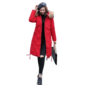 Zimski Plašč za Ženske Rdeča Črna Bela M-3XL Plus Velikost Pero Hooded Parka 2019 Nove Jesensko korejski Moda Svoboden Debel Suknjič LR254