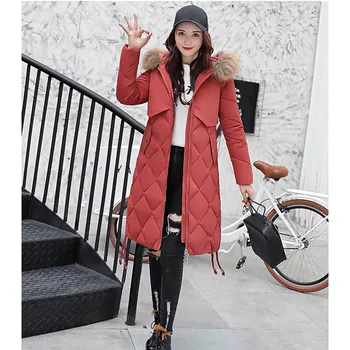 Zimski Plašč za Ženske Rdeča Črna Bela M-3XL Plus Velikost Pero Hooded Parka 2019 Nove Jesensko korejski Moda Svoboden Debel Suknjič LR254