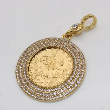 ZKD islam, muslimanska Otomanskih turkov kovanci, nakit Arabski Kovanec je Zlate Barve Turčija Kovancev kristalni Obesek Ogrlica