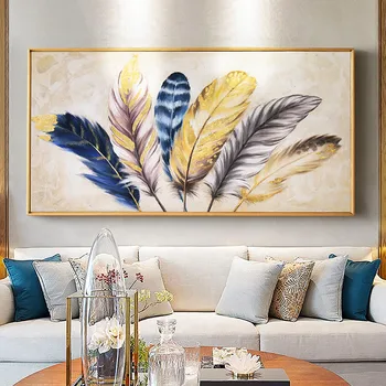 Zlato pero moderne stenske karte povzetek platno slikarstvo doma, dnevna soba, spalnica dekoracijo sten pleskarska dela