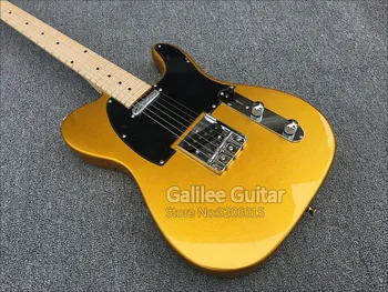 Zlato TL električna kitara,zagotavljanje Kakovosti,Črna straža,javor fingerboard je pika pearl podolgovat,pravo fotografijo displa