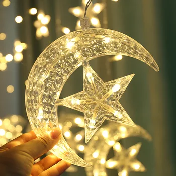 Zvezde, Luna LED Božični Okraski za Dom, LED Luči, Zavese Niz Svetlobnih Trakov Garland Novo Leto 2021 Stranka Dekor Navidad