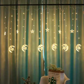Zvezde, Luna LED Božični Okraski za Dom, LED Luči, Zavese Niz Svetlobnih Trakov Garland Novo Leto 2021 Stranka Dekor Navidad
