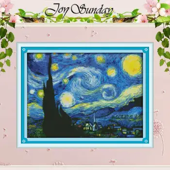 Zvezdnato Noč Van Gogh Šteje Navzkrižno Šiv 11CT 14CT Navzkrižno Šiv Določa Kitajski Navzkrižno stitch Kompleti za Vezenje Needlework