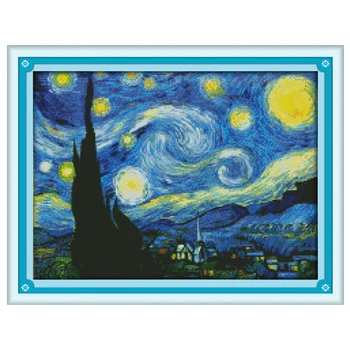 Zvezdnato Noč Van Gogh Šteje Navzkrižno Šiv 11CT 14CT Navzkrižno Šiv Določa Kitajski Navzkrižno stitch Kompleti za Vezenje Needlework